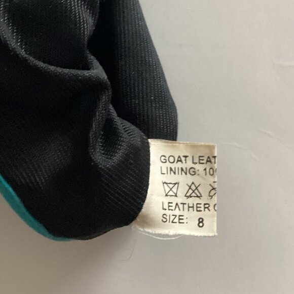 InWear Women's Goats Skin Super Soft Leather Gloves Teal Retro Size 8 Y2K - Picture 5 of 7